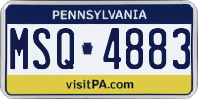 PA license plate MSQ4883
