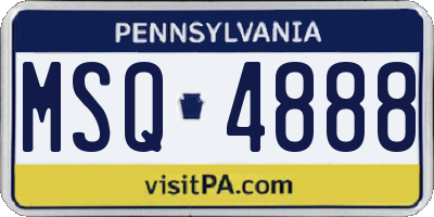 PA license plate MSQ4888