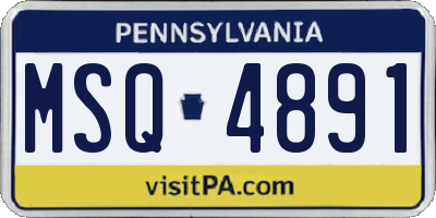 PA license plate MSQ4891