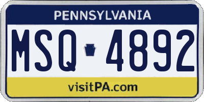 PA license plate MSQ4892