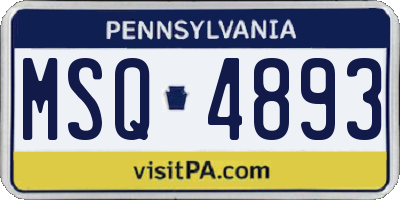 PA license plate MSQ4893