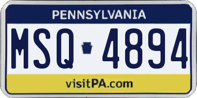 PA license plate MSQ4894