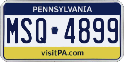 PA license plate MSQ4899