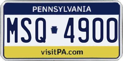 PA license plate MSQ4900