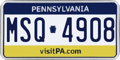 PA license plate MSQ4908