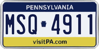 PA license plate MSQ4911