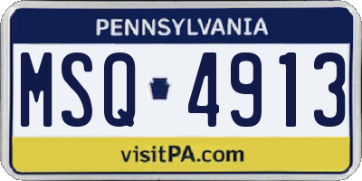 PA license plate MSQ4913