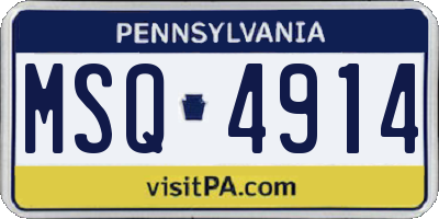 PA license plate MSQ4914