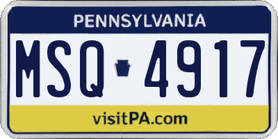 PA license plate MSQ4917
