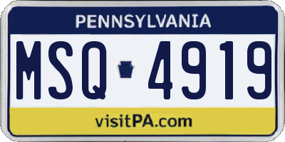 PA license plate MSQ4919