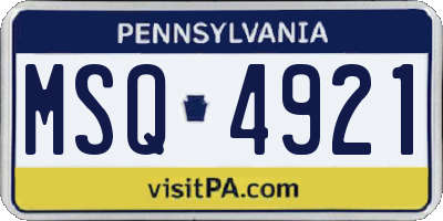 PA license plate MSQ4921