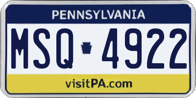 PA license plate MSQ4922