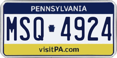 PA license plate MSQ4924