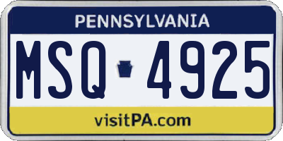 PA license plate MSQ4925