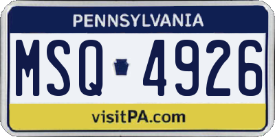 PA license plate MSQ4926
