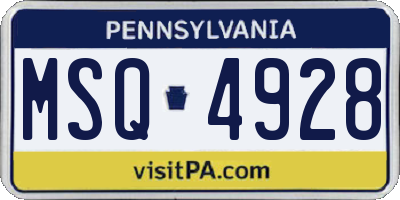 PA license plate MSQ4928