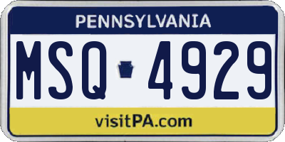 PA license plate MSQ4929