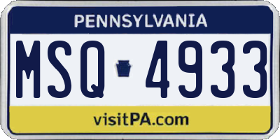PA license plate MSQ4933