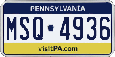 PA license plate MSQ4936