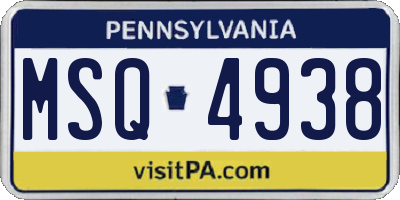 PA license plate MSQ4938