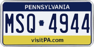 PA license plate MSQ4944