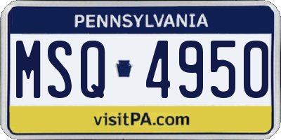 PA license plate MSQ4950