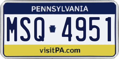 PA license plate MSQ4951