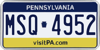 PA license plate MSQ4952