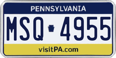 PA license plate MSQ4955