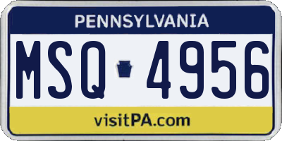 PA license plate MSQ4956
