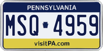 PA license plate MSQ4959