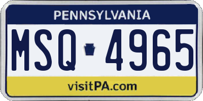 PA license plate MSQ4965