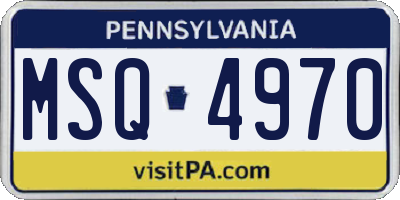 PA license plate MSQ4970