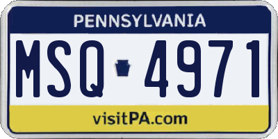 PA license plate MSQ4971