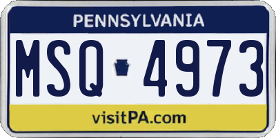PA license plate MSQ4973
