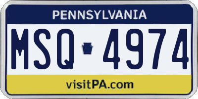 PA license plate MSQ4974