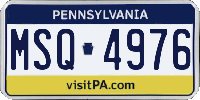 PA license plate MSQ4976
