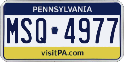 PA license plate MSQ4977