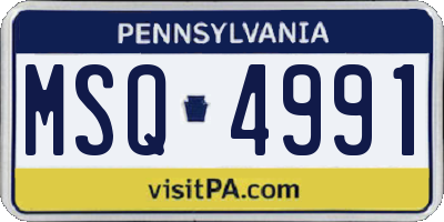 PA license plate MSQ4991