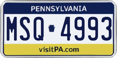 PA license plate MSQ4993