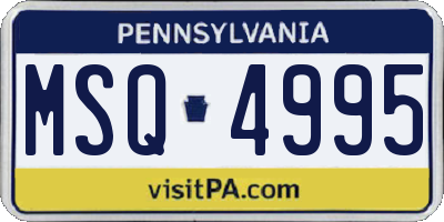 PA license plate MSQ4995