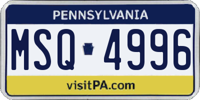 PA license plate MSQ4996