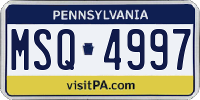 PA license plate MSQ4997