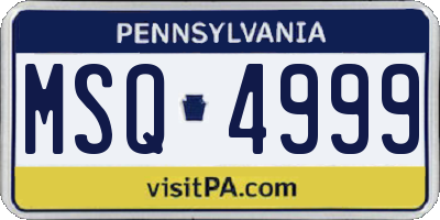 PA license plate MSQ4999