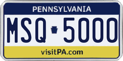 PA license plate MSQ5000