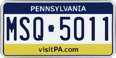 PA license plate MSQ5011