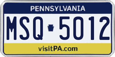 PA license plate MSQ5012