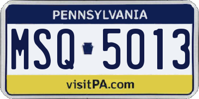 PA license plate MSQ5013