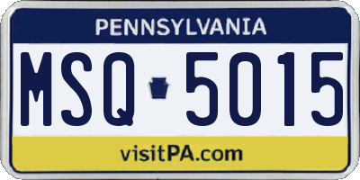 PA license plate MSQ5015