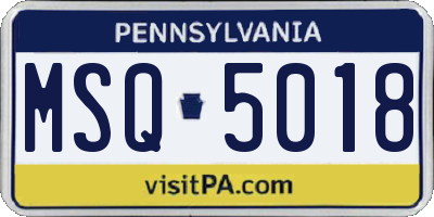 PA license plate MSQ5018